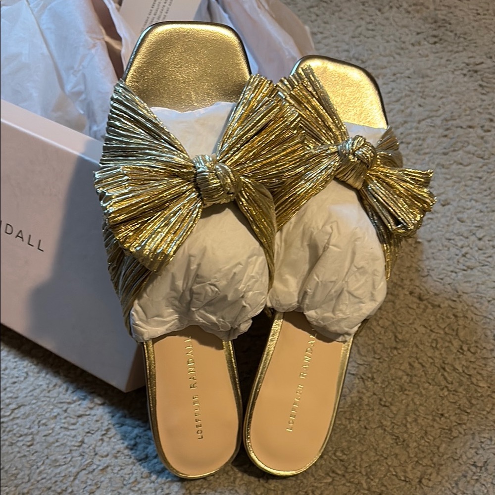 Loeffler Randall Gold Women's Slide Sandals